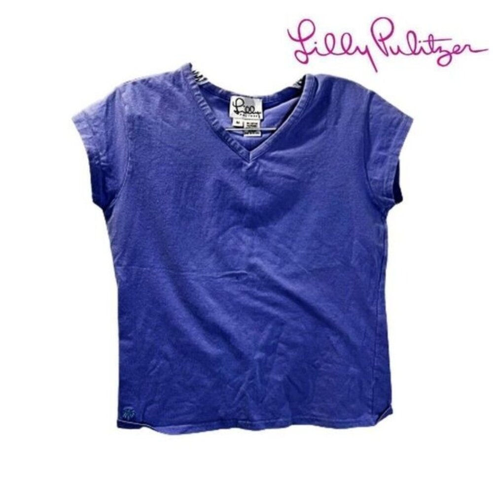 Lilly Pulitzer Girls Cap Sleeve V Neck Basic Tee Tops